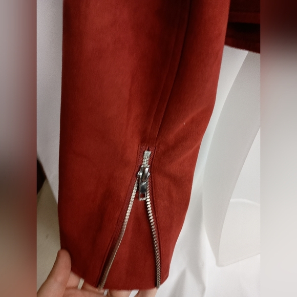 Forever 21 Moto Bikercore,Casual,Preppy,Punk Red Orange Rust Suede Jacket(#1,536 - Picture 6 of 7